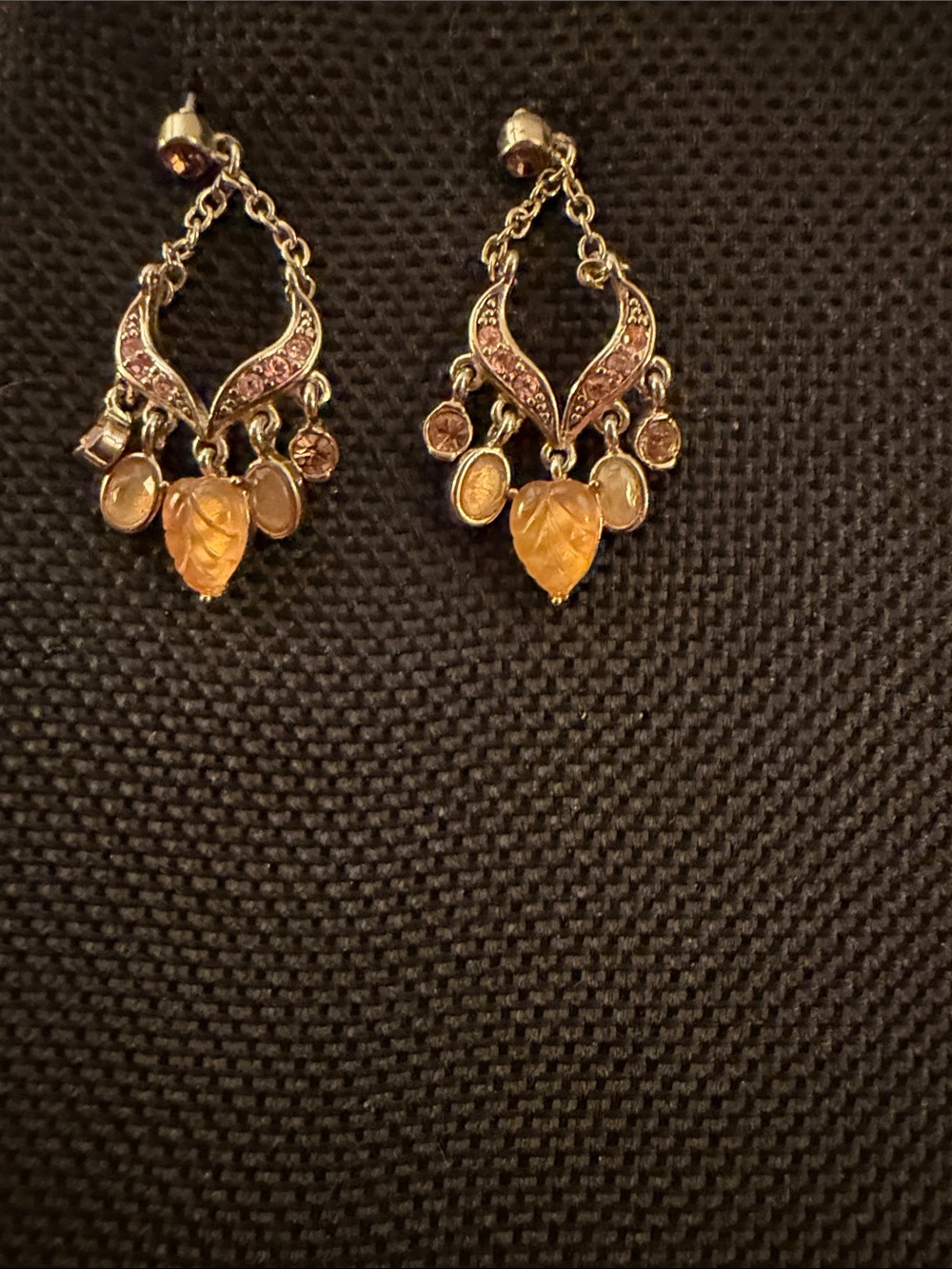Gold-Tone Amber Drop Dangle Earrings - Women Jewelry